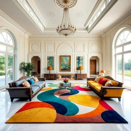 Handcrafted Multicolor Abstract Contemporary Living Room Rug